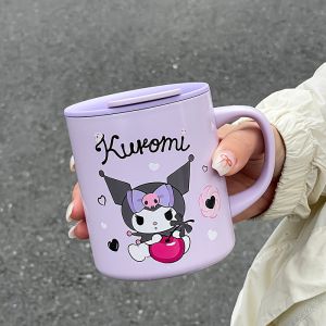 Sanrio | Kuromi stainless steel milk cup 300mlwith lid and handleheat insulating tea cupinner liner with scale anti-scald coffee cup