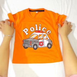 Baju Kaos Setelan Anak Laki Laki Distro Gambar Mobil Polisi Import Usia 1 - 10 Tahun - Hypelane Kids