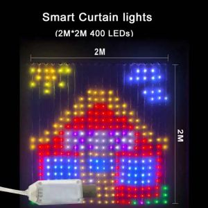 Smart Curtain Lights400 LED Curtain Fairy Lights with App Music Sync Programmable Curtain Lights DIY for Valentines Day Indoor
