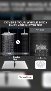 Dermaid Complete Shower Set Stainless Steel 2-Way Faucet Rain Shower Head Hose Arm Shower
