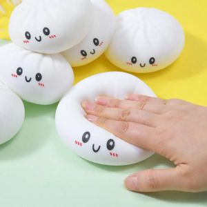 Dumpling Squishes Stress Balls Fidget Sensory Toys Simulation Food Squishies Bun with Steamer Squeeze Dough Ball Gifts