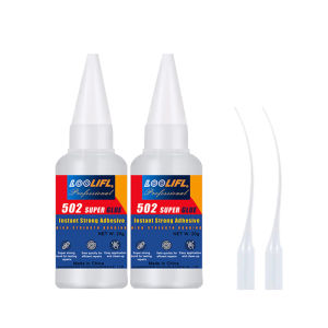 Loolifl 502 Super Glue 20g Cyanoacrylate Adhesive Fast Curing Liquid Glue Precision Tips for Crafts Metal Plastic Ceramic