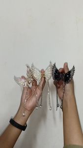 SUPERMARKET IMPORT EKSPOR Jepit Rambut Korea Jedai Rumbai Kupu Kupu Manik Kristal Zirkon Fashion Hair Clip Tassel Pearl Butterfly Korean Style Aksen Kupu Kupu Rhinestone Models