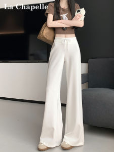 La Chapelle White Sports Pants Womens Summer Thin American Style Micro Flared Sweatpants High Waist Drape Casual Wide Leg Pants