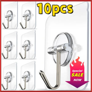 Aqrau 【ทรงพลัง💪】10pcs ตะขอเหล็กกล้าไร้สนิมตะขอติดผนังตะขอแขวนติดผนังตะขออเนกประสงค์ไม่ต้องเจาะติดผนังที่แขวนไม้กวาด