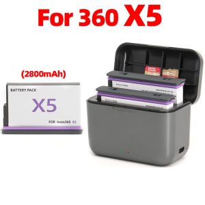 แท่นชาร์จสองหัวสำหรับ Insta360 X5กล้องแอคชั่นแคมเมราแบตเตอรี่2800มิลลิแอมป์กล่องชาร์จกล่องเก็บพลังงานอุปกรณ์เสริม OEM