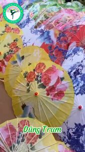 Ô Cổ Trang vải lụa đường kính 82cm họa tiết sắc nét dùng trang trí biểu diễn