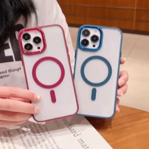 For Apple iPhone 15 Ultra 14 13 12 11 Pro Max X XR XS 7 8 Plus Phone Case Luxury Clear Magnetic Magsafe Wireless Charger hard Silicone Cover