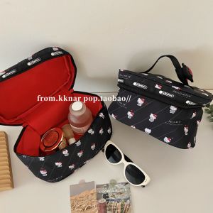 Kitty Cat Portable Large Capacity Travel Cosmetic Bag with Butterfly Knot Student Wash Bag Storage Organizer New Model