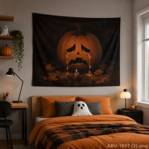 VIKAMA Halloween Bí Ngô Quạ Ma Mặt Trăng Thảm Gothic Polyester Treo Tường Cho Phòng Ngủ Ma Quái Trang Trí Tiệc Không Dệt