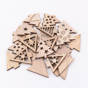 40pcs Leaves Christmas Wood Products Christmas Tree Scrapbooking Craft Handmade Home Decoration Accessory Painting DIY Ornament
