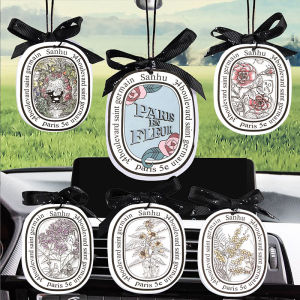 6/10PCS Car Rearview Mirror Ornaments Camellia Scented Paper Cards Auto Hanging Decoration Fragrant Tablets Accessories Interior