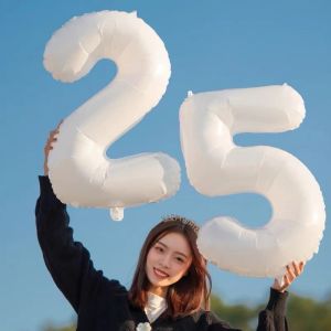 SIZE ĐẠI - Bóng Số Sinh Nhật Màu TRẮNG Cao 70cm - Trang Trí Sinh Nhật Tiệc Tùng Phong Cách Hàn Quốc (TẶNG KÈM ỐNG HÚT THỔI)