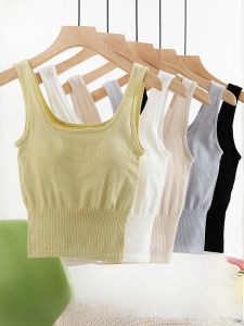 MiiOW | เสื้อกั๊กแขนกุดผู้หญิง MiiOW ฤดูร้อนปี 2023 เสื้อชั้นในแบบมีสายรัดและแผ่นเสริมหน้าอกแบบบาง ทรงสลิมฟิต แฟชั่นสตรีท