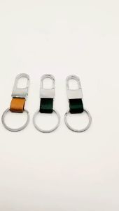 Custom Lettering Keyring Keychain Genuine Leather Mens Simple Key chains Holder Keyfob