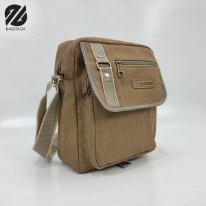 Baepack Tas Selempang Kanvas Premium Hanzo Cokelat Muda  / Tas Bahu Pria dan Wanita / Tas Canvas Cowok Cewek / Produsen Tas Bandung Termurah / COD Gratis Ongkir / Tas lokal bukan import