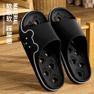 Mens Summer Large Size Home Bathroom Bath Slippers Hollow Quick Dry Anti-Slip Indoor Slippers Comfortable Home Slippers
