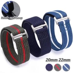 20/22mm Hook and Loop Nylon Watchband Striped Woven Sport Strap for Tudor for Huawei Watch GT3 42mm for Seiko Universal Bracelet