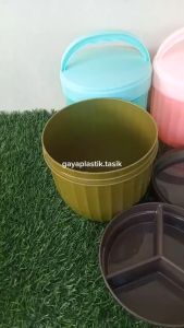 Rantang Plastik Bulat Samyang 3 Sekat Dengan Tutup Wadah Tempat Penyimpanan Bekal Makanan Nasi COD