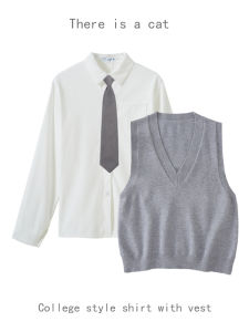 Preppy Style Long Sleeves White Shirt Female 2024 New Arrival Fall and Winter Inner Wear Bandage Dress Shirt Slightly Thick and Opaque Match Vest Top