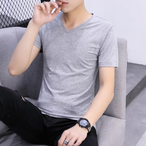 HKRUT | Cotton V-Neck Slim Fit Fashion T-Shirt