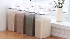 HOMEKING | 2.5L Airtight Kitchen Food Containers Storage Boxes Cereal Bean Rice Transparent Plastic Storage