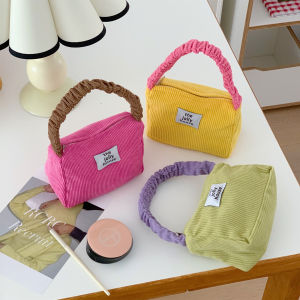 กระเป๋าสะพายไหล่ผู้หญิงสไตล์ย้อนยุคสีบล็อก กระเป๋าใส่ของใต้วงแขน กระเป๋าถือแบบลำลอง กระเป๋าผ้าคอร์ดูรอยสำหรับฤดูร้อนปี 2024