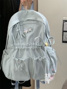 Retro Campus Solid Color Simple Versatile Backpack for High School Girls Lightweight Fresh Style School Bag Commuter Style