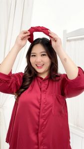 MELARGE Elizabeth Kemeja Polos Wanita Bigsize Blouse Bahan Saten Satin Premium