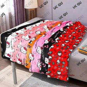 Nữ Hoạt Hình Anime Hello Kitty Y2K Dép Nỉ Bộ Đồ Ngủ Quần Thu Đông Cặp Đôi Thường Ngày Mặc Ở Nhà Eo Thấp Chân Thẳng