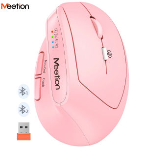 2.4G Bluetooth Wireless RGB Vertical Mouse 6-Buttons 2400DPI Adjustable Right-Handed Ergonomic Rechargeable PC Office Mouse