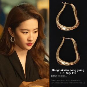 Bông Tai Kim Loại Hình Học Bất Quy tắc Sang Trọng