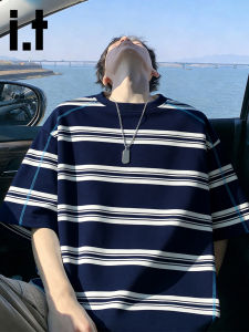 izzue | Summer Vintage Short Sleeve Striped Casual T-Shirt
