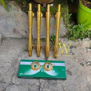 Gagang Pintu Rumah Kuningan Kunci Motif Bambu Gold 34 cm 4 Pcs