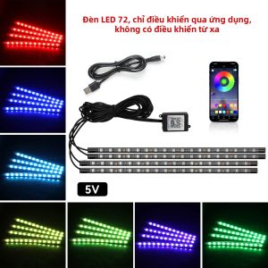 Bộ Đèn LED Đa Màu Điều Khiển Kép Neon Dải Đèn Nhạc Bộ Đèn Trang Trí Nội Thất Ô Tô RGB Đèn Trang Trí Dưới Bảng Điều Khiển Với Điều Khiển Bằng Giọng Nói