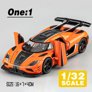 LEO 1:32 Koenigsegg One:1 Supercar Metal Alloy Toys Car Model Diecast Vehicle For Boys Kids Simulation Sound Light Effect Gift Hobbies Collection