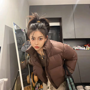 Winter Short down Cotton Jacket Womens Style American Small Size Super Cute Cotton Coat Outerwear Thickened Long Sleeve Zipper