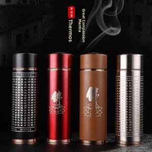 Meilehao Large Compassion Mantra Insulated Stainless Steel Crystal Portable Water Cup for Men And Women 501mL-600mL Capacity