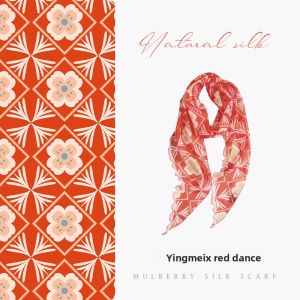 YINGMEI | Silk Scarf for Women Red Silk Neck Scarf
