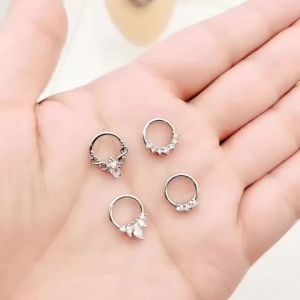 316L Surgical Steel Nose Ring Earrings Zircon Hight Segment Rings Open Small Septum Piercing Helix Conch Piercing Body Jewelry