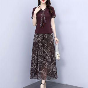 DAIXIANGFEIZI | Bộ Đồ Dài Mid-Length 2 Mảnh Thời Trang Mùa Hè Cho Mẹ Bé