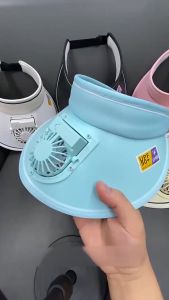 Heabety🎀 หมวกเปิดหัว หมวกกันแดด หมวกปิดหน้าพัดลมชาร์จ USB กันรังสียูวีท่องเที่ยวกลางแจ้งหมวกติดพัดลมหมวกกันแดดชายหาด