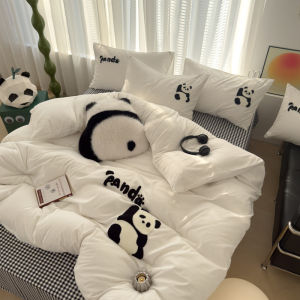 Panda Cartoon Embroidered Bedding Set