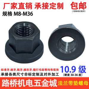 High Strength 10.9 Grade Flange Nuts with Washer Plate M8M101216-M36 Fine Tooth Etc Carbon Steel Hardware Tools Fasteners Nuts