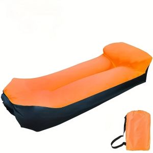 Ghế Nằm Bơm Hơi Di Động Có Gối Chất Liệu Polyester Chống Thấm Nước Dùng Cho Cắm Trại Bãi Biển Lễ Hội Dễ Dàng Lắp Đặt Kèm Túi Đựng.