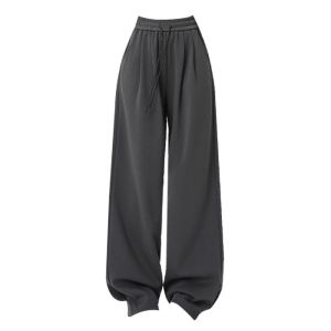 MiiOW | High Waist Thickened Lamb Velvet Sports Pants Womens Autumn Winter Casual Wide Leg Cotton Pants MiiOW Commute Style Korean Fashion