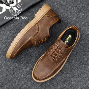 Business Casual Mens Shoes Autumn Winter Leather Oxford Shoes Breathable Slip-On Loafers round Toe Flat Heel Office Wear