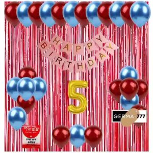 Paket Set Dekorasi Backdrop Pesta Balon Ulang Tahun Anak Banner Happy Birthday Pink Tirai Merah