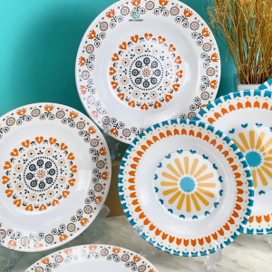 Piring Makan Melamin Motif Mewah Arabian Modern Tebal Tahan Panas BPA Free 8910 Inch Besar