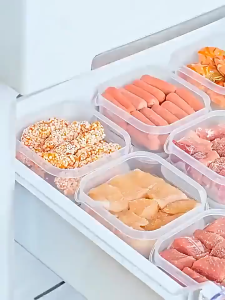 combo 2 cái hộp nhựa chia thực phẩm có nắp 350mlđựng thịt bảo quản đông lạnh nắp kín an toàn thực phẩm